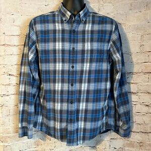 Eddie Bauer Flannel Classic Fit Long Sleeve Blue Plaid Mens Size Medium